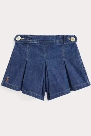 Ralph Lauren Short in denim indaco con pieghe