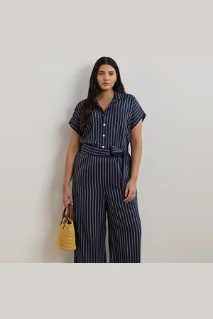 Ralph Lauren Taglie Plus - Tuta a gamba larga in twill con cintura