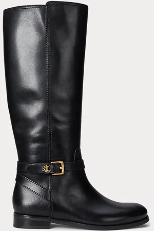Ralph Lauren Stivali alti Brooke II in pelle brunita