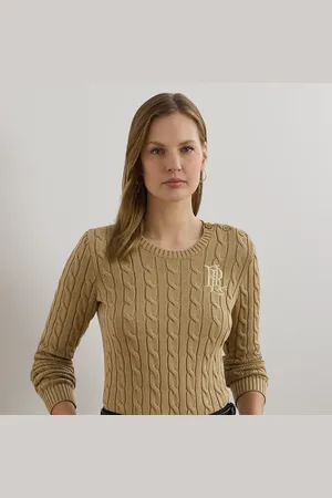Ralph Lauren Petite - Maglia in cotone a trecce con bottoni