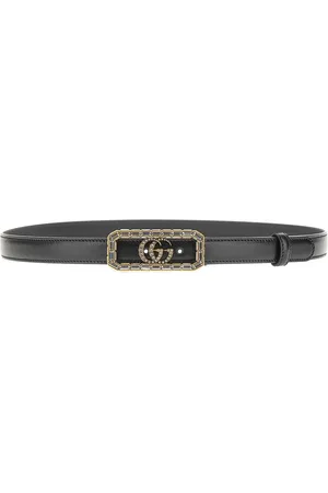 Gucci Cintura in pelle con fibbia Doppia G Crystal