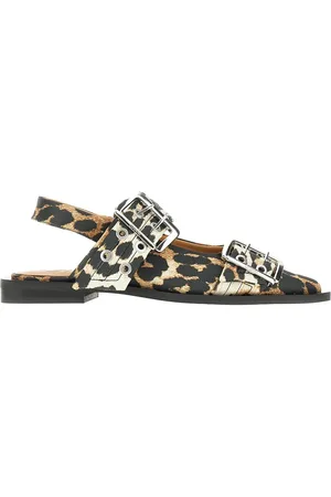 Ganni Ballerine slingabck in satin leopardato