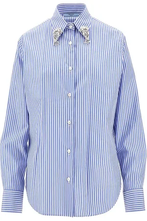 Prada Camicia a righe con colletto ricamato