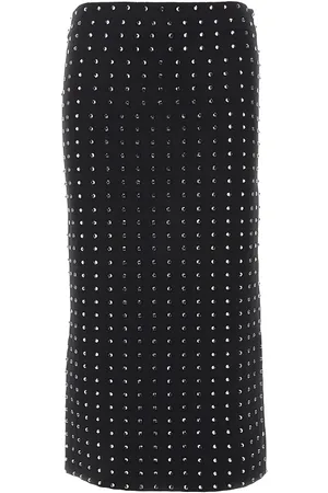 Sportmax Gonna in jersey scuba con strass
