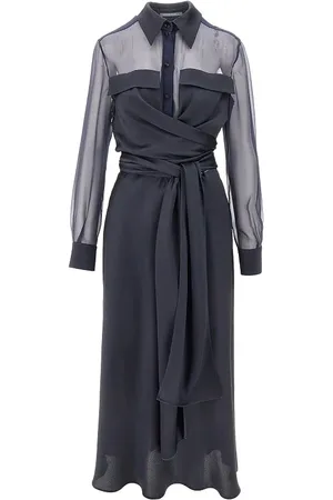 Alberta Ferretti Abito midi in chiffon e raso di seta