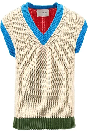 AMARANTO Gilet color block in misto cotone Uomo L