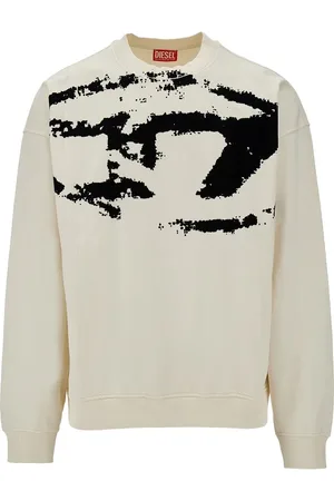 Diesel Felpa girocollo con logo Oval D floccato Uomo XL