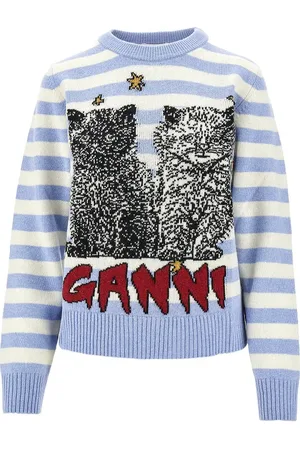Ganni Pullover in misto lana riciclata con intarsio
