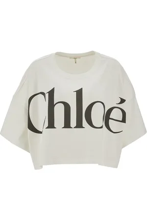 Chloé T-shirt cropped con stampa logo