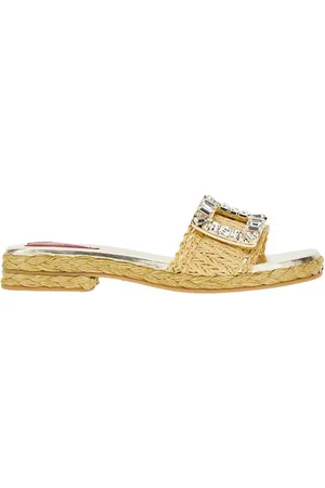 Roger Vivier Ciabatte in rafia con fibbia strass