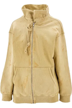 R13 Felpa full-zip oversize con effetto sporco
