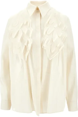 Alberta Ferretti Camicia in mussola organzata con foglie