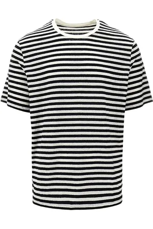 Majestic T-shirt in lino a righe Uomo XL
