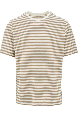 Majestic T-shirt in lino a righe Uomo L