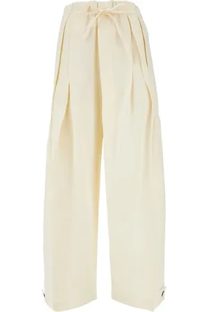 Jil Sander Pantalone in canvas di misto seta con pieghe