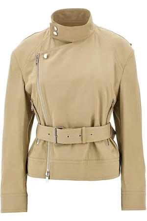 Bottega Veneta Giacca biker in misto cotone con cintura