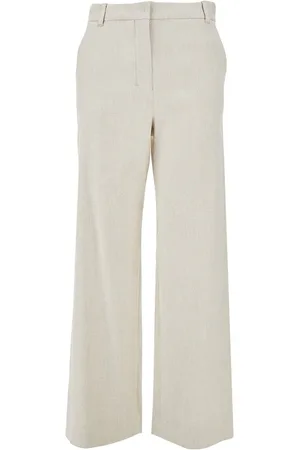 Max Mara Pantalone in gabardine stretch di misto lino