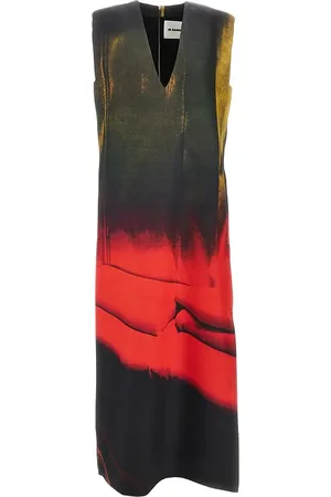 Jil Sander Abito midi in saglia stampata