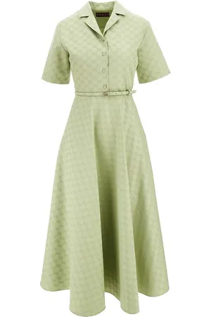Gucci Abito midi in gabardine jacquard GG