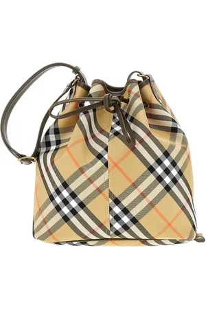 Burberry Borsa a secchiello media in tessuto Check