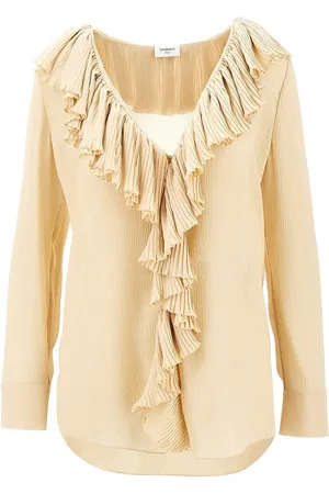 Saint Laurent Blusa in crepe di seta con volant