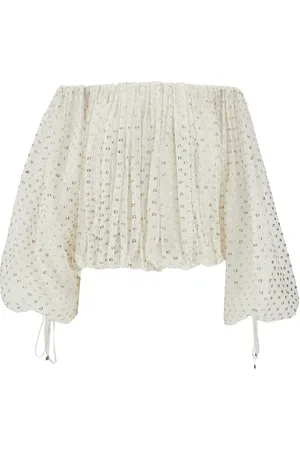 Chloé Blusa off-the-shoulder in jacquard di seta