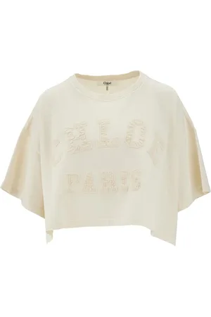 Chloé T-shirt cropped con patch logo
