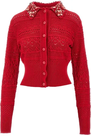 Des Phemmes Cardigan in cotone con colletto ricamato