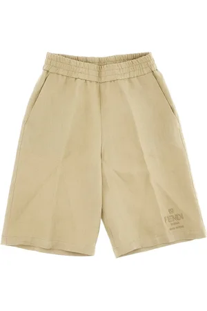 Fendi Bermuda in lino con logo ricamato Bambino 10Y