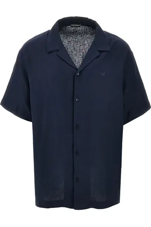 Emporio Armani Camicia Swimwear in misto lino e viscosa Uomo L