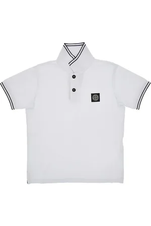 Stone Island Polo in piquet stretch con patch logo Bambino 10Y