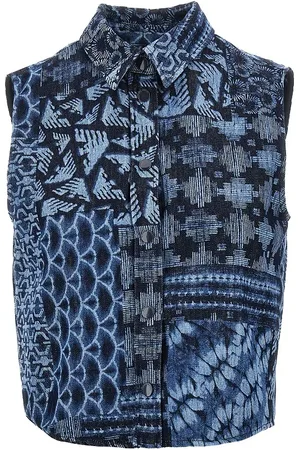 Emporio Armani Camicia senza maniche in denim stampato