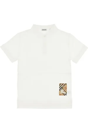 Burberry Polo in piquet con patch Check Bambino 10Y