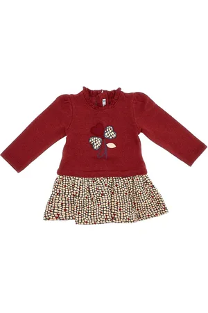 Mayoral Abitino in misto cotone con fiore ricamato Bambino 12M