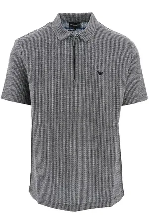 Emporio Armani Polo in maglia melangè con zip Uomo S