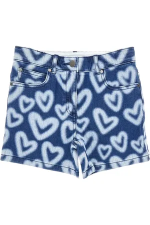 Stella McCartney Shorts in denim con stampa a cuori Bambino 14Y