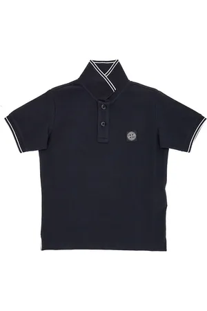 Stone Island Polo in piquet stretch con patch logo Bambino 12Y