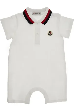 Moncler Tutina in piquet stretch con patch logo Bambino 12-18