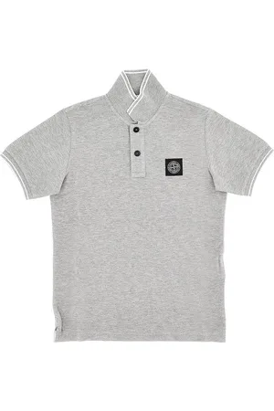 Stone Island Polo in piquet stretch con patch logo Bambino 4Y