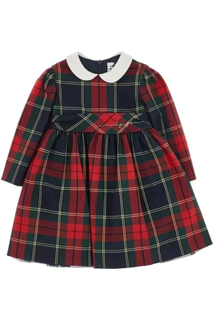 Il gufo Abitino in tessuto tartan con fiocco Bambino 24M