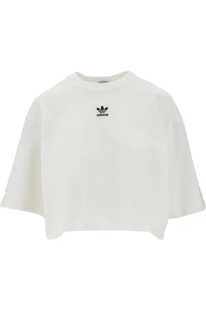 adidas T-shirt cropped con logo ricamato
