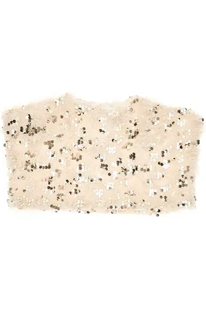 DOU DOU Top corto con piume e paillettes Bambino 12Y