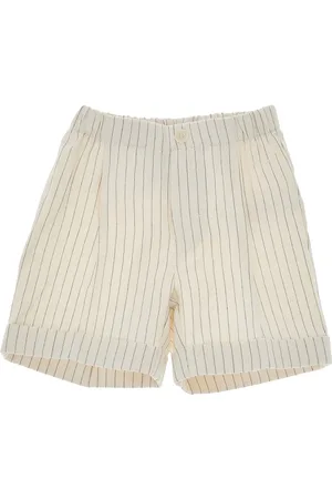 Il gufo Bermuda gessato in cotone e canapa Bambino 12M