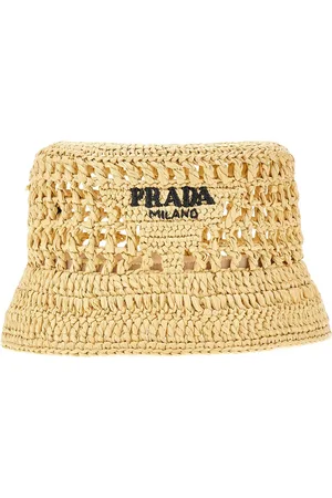 Prada Cappello a secchiello in rafia intrecciata
