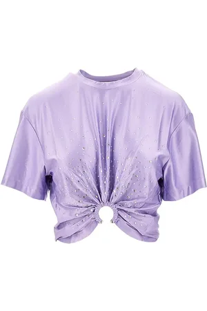 Paco rabanne T-shirt cropped con dettaglio piercing