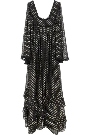 Chloé Maxi abito in seta con pois lurex