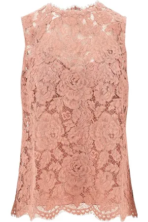 Dolce & Gabbana Canotta in pizzo cordonetto floreale logato