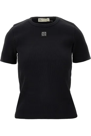 Tory Burch T-shirt a costine con dettaglio Doppia T