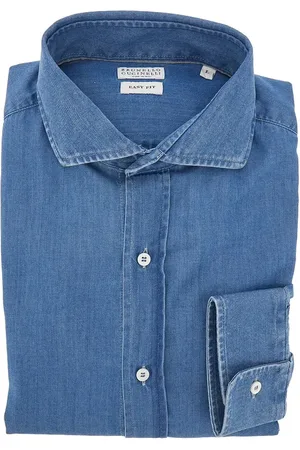 Brunello Cucinelli Camicia Easy Fit in denim Uomo M