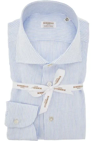 Borriello Camicia a righe in cotone e lino Uomo 44